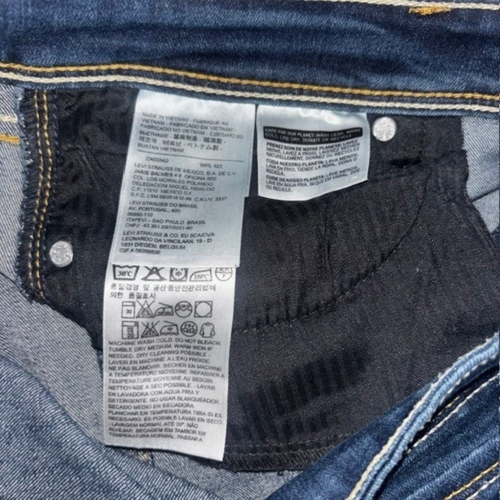 Levis Demi Curve Low Rise Skinny Jeans Dark Wash Blue Denim Womens 29x32 - Picture 7 of 8